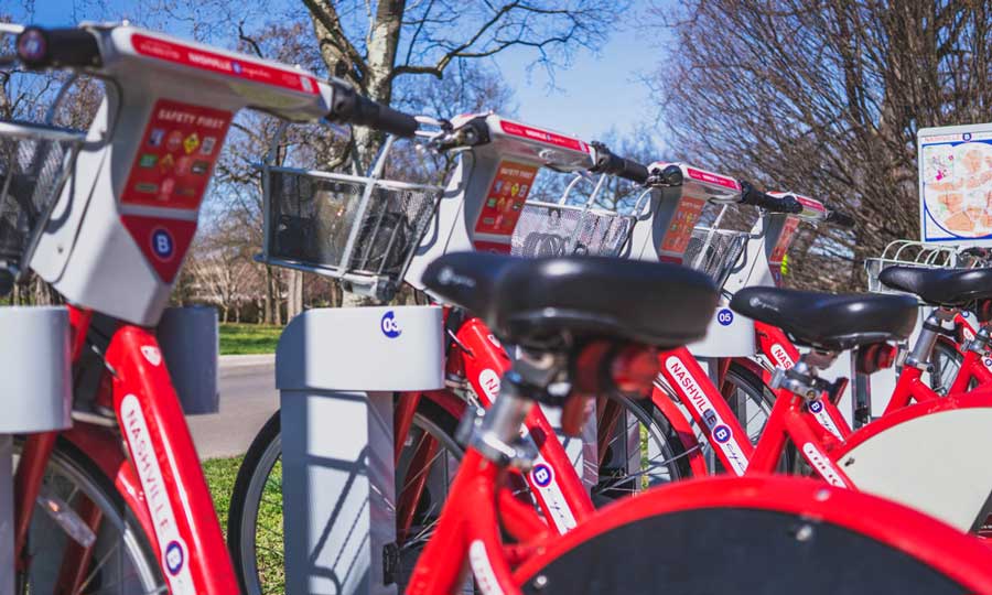 Bikes parked on an area in Nashville