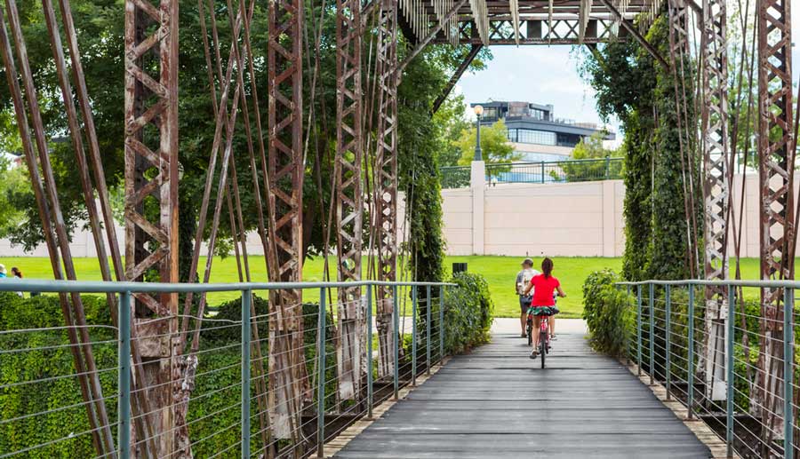 View of people biking in Denver