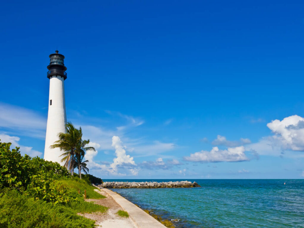 Clear blue sky over the Cape Florida lighthouse