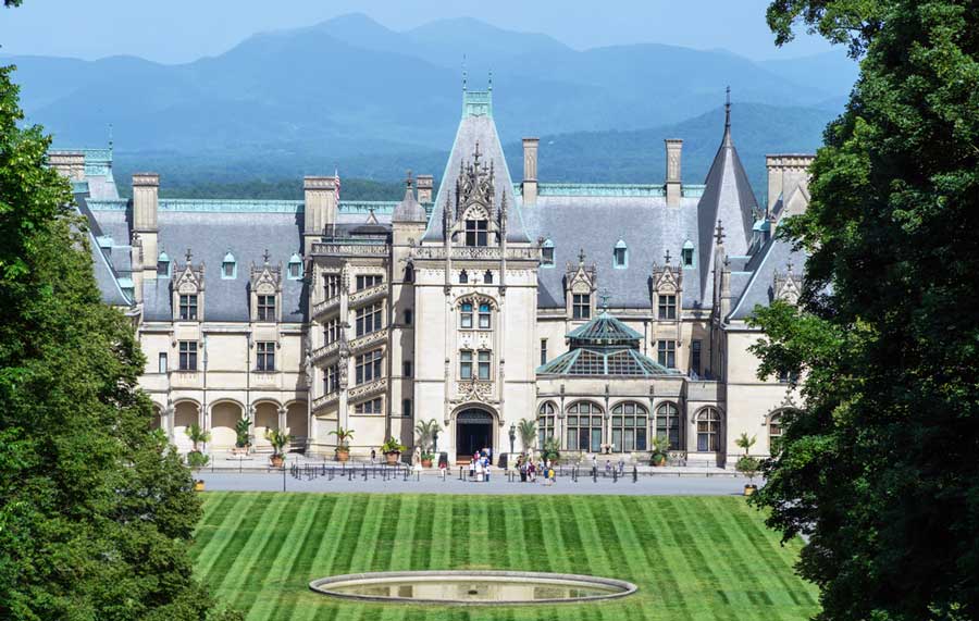 View of the luxurious Biltmore Estate in Asheville, North Carolina