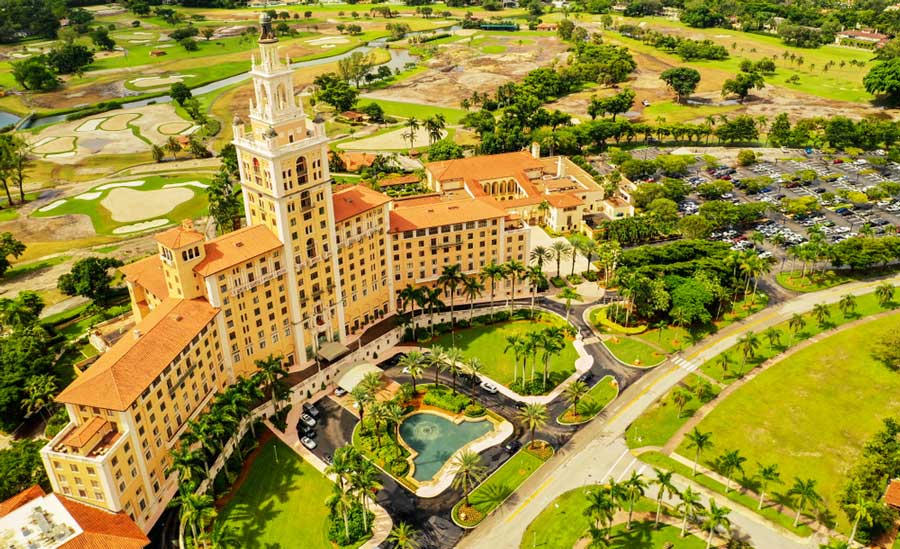 Aerial view of Biltmore Hotel in Coral Gables