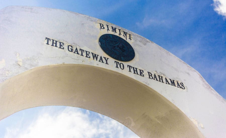 The welcome sign of Bimini Islands