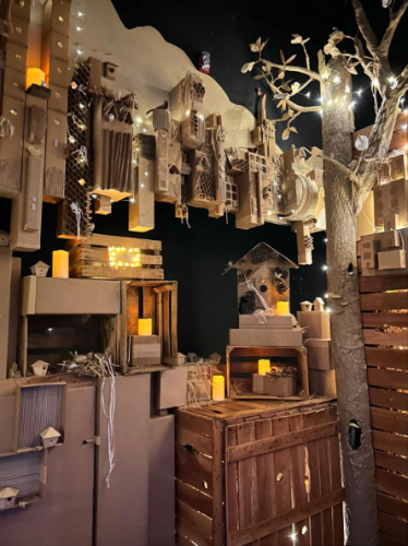 View of the birdhouses display at Prismajic