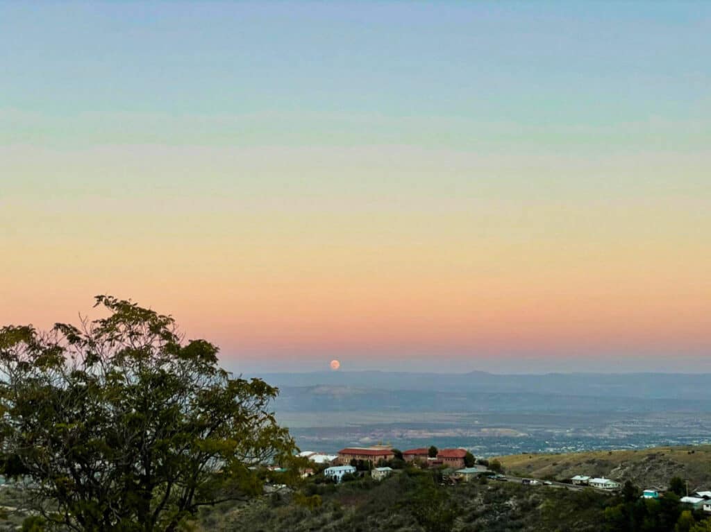 Scenic sunset view over the mountainside of Bisbee