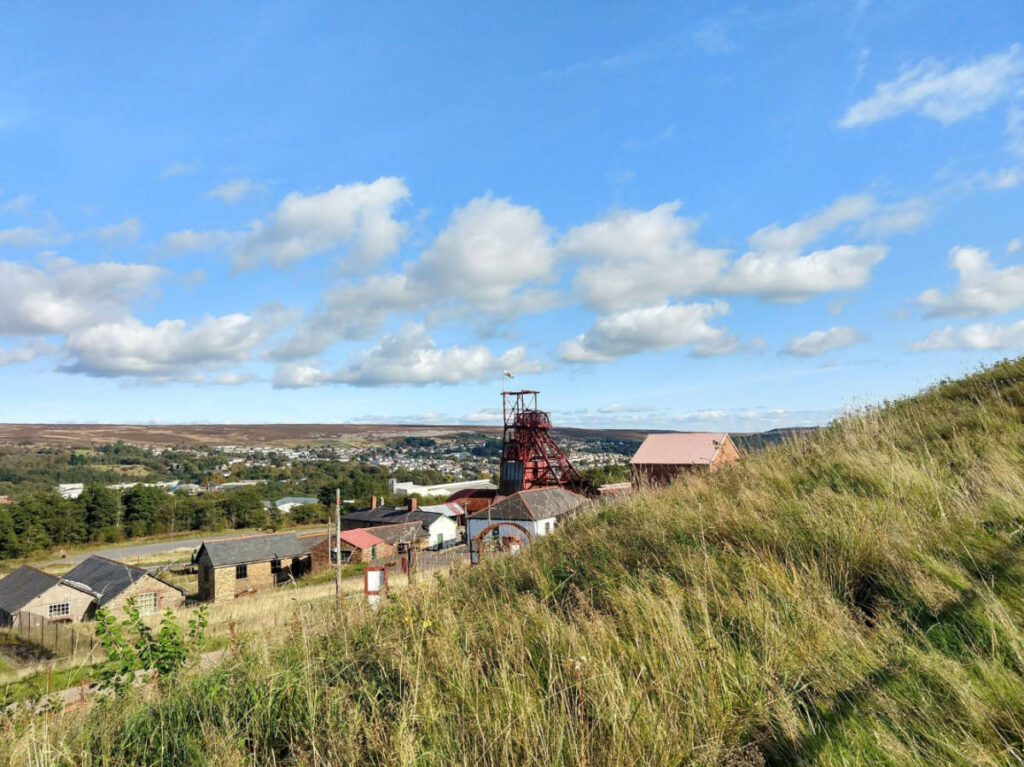Blue sky over the town of Blaenavon