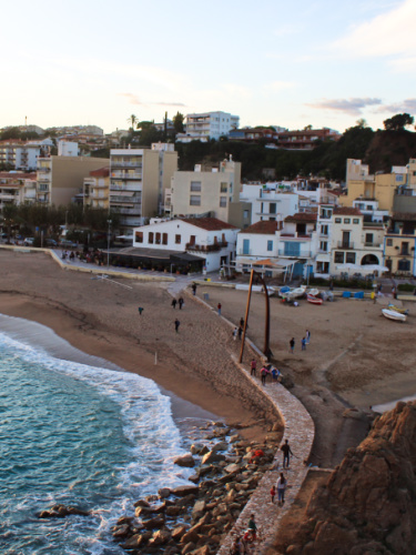 Aerial view of the waterfront Blanes from Sa Palomera