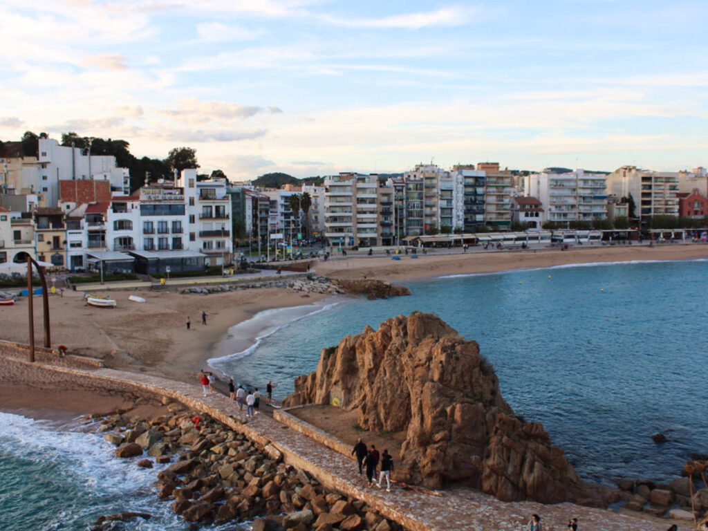 Aerial view of the waterfront Blanes from Sa Palomera