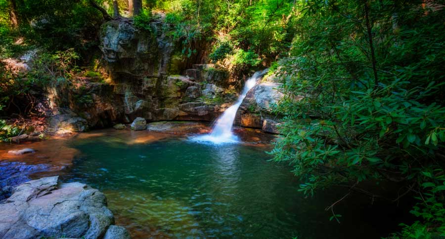 Scenic view of the Blue Hole Waterfalls