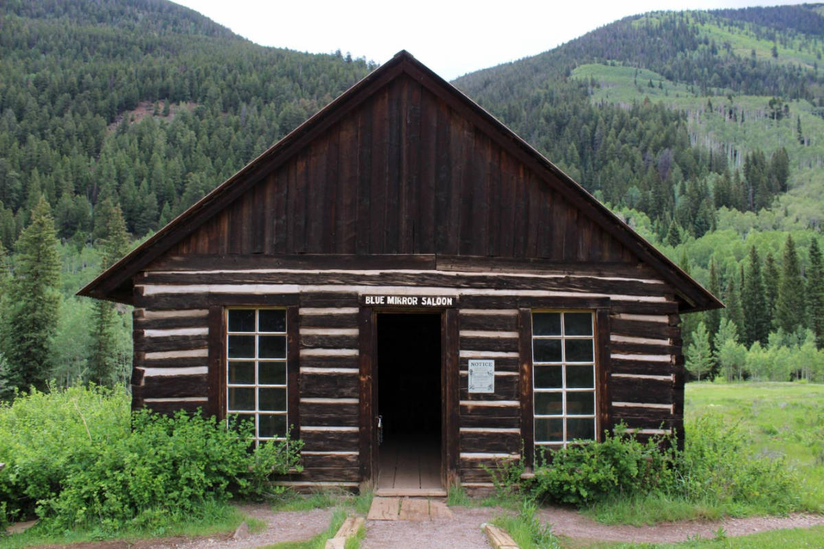 View from the outside of the Blue Mirror Saloon
