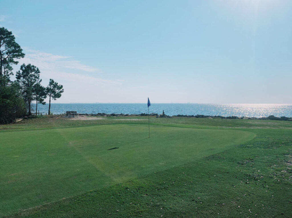 View of the Bluewater Bay Golf Course near the beach