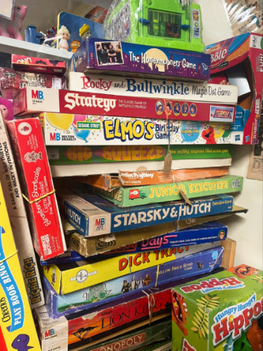 Closeup view of the old board games inside the Museum of Nostalgia