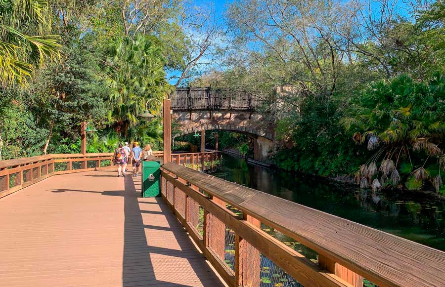 People walking in the secret boardwalk from Pandora to Africa