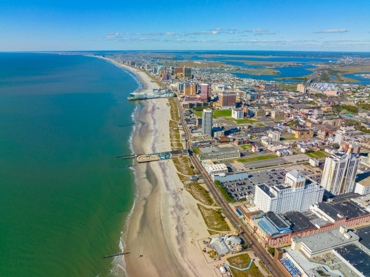 Aerial view of Atlantic City including Central Pier Arcade at Boardwalk, New Jersey