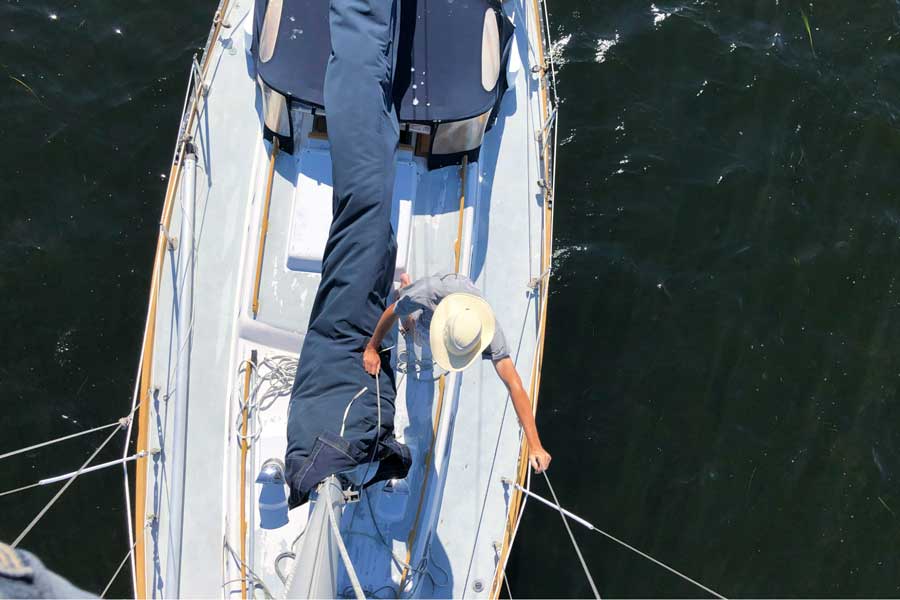View of a sailing boat from the top