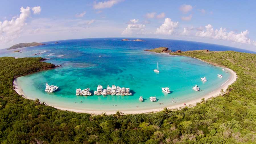 Aerial view of boats in Tortuga Beach