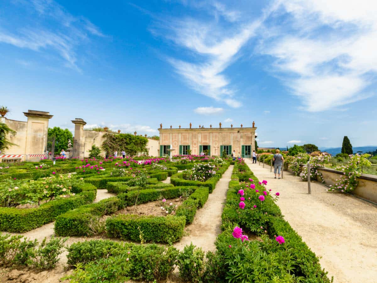 View of the lush and bright flowers in Boboli Gardens