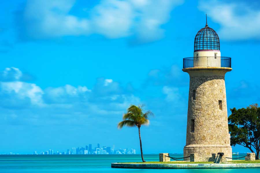 The Boca Chita Lighthouse and the clear blue sky