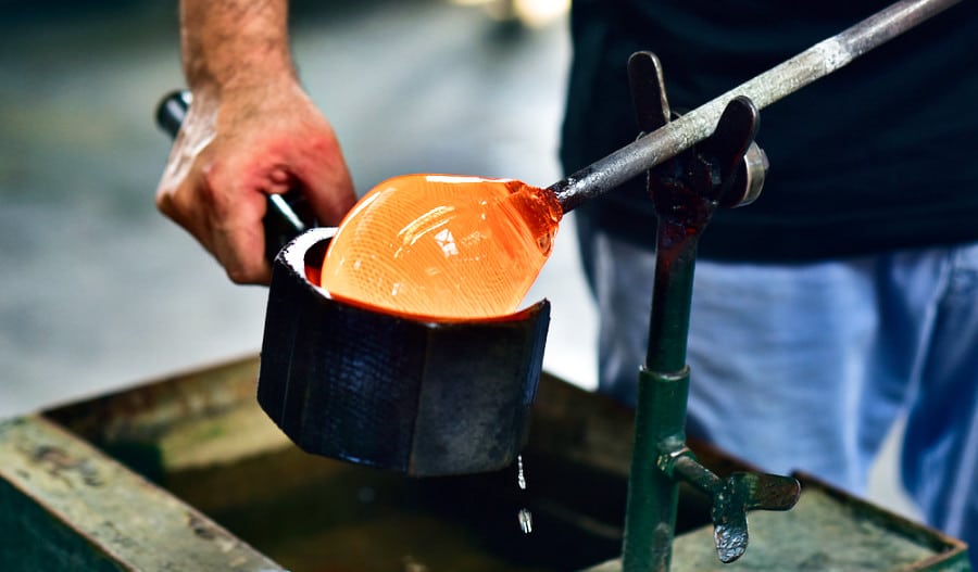A handmade glass blowing on high fire
