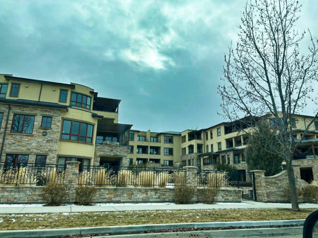 Exterior view of the modern apartments on The Bench