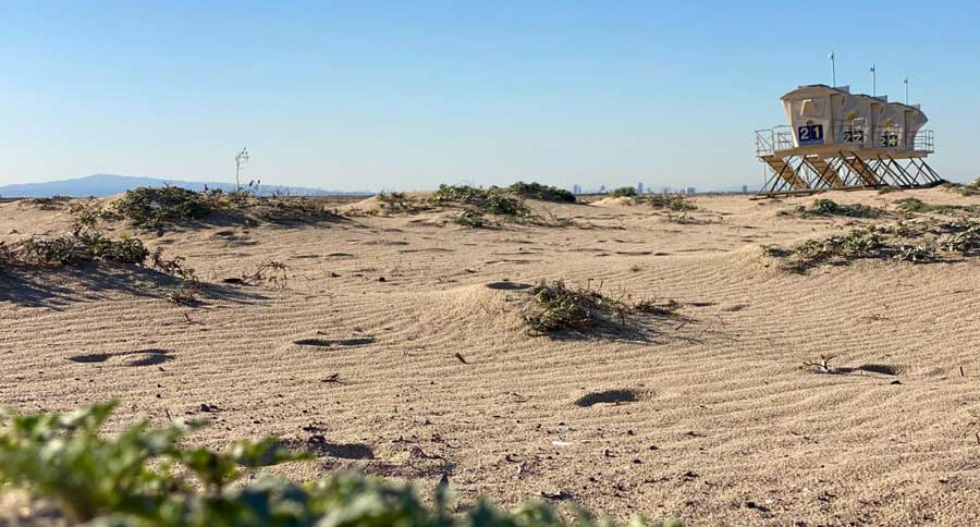 Clear blue sky over the Bolsa Chica State Beach