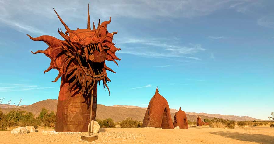 A huge metal sculpture located in Borrego Springs Desert