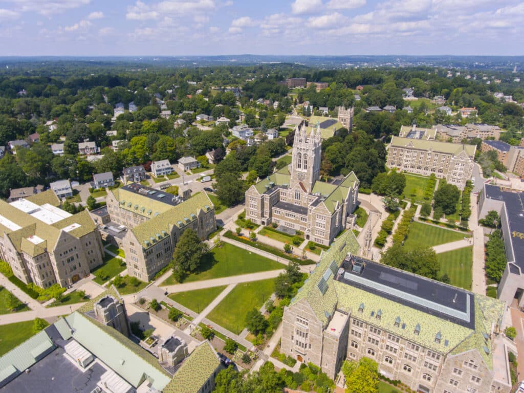 Aerial view of the Boston College in Massachusetts