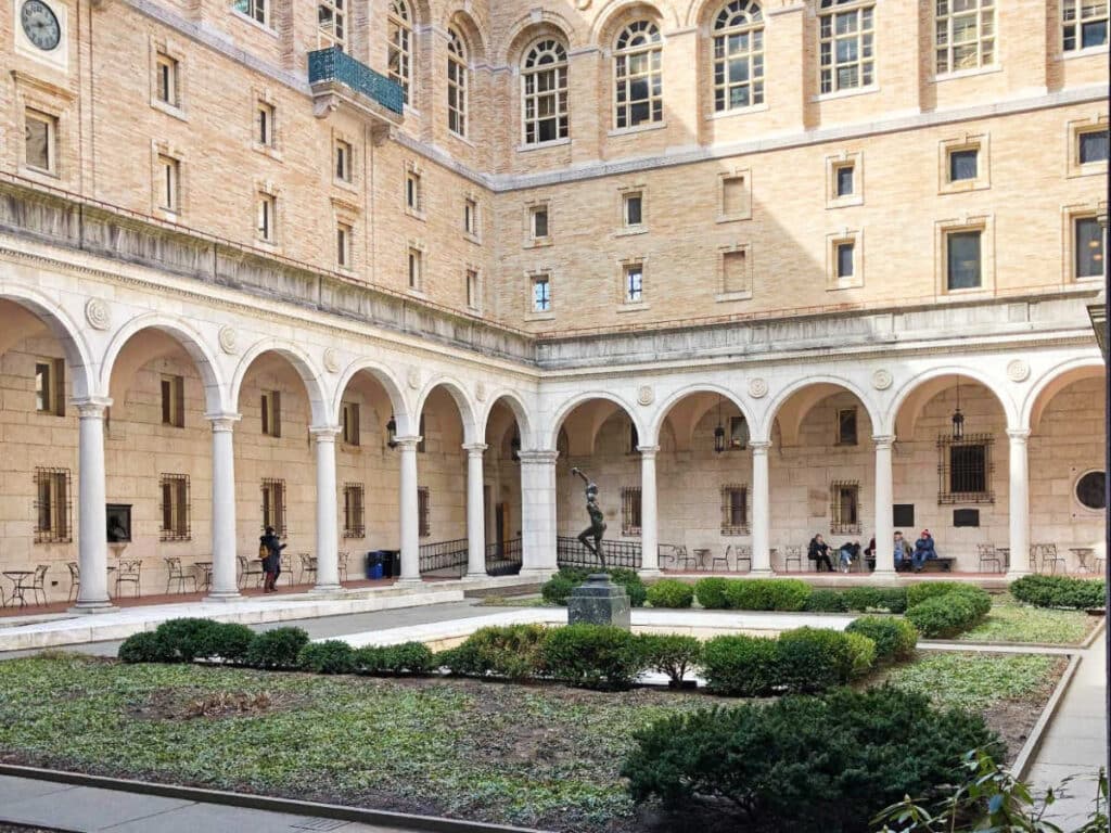 A statue at the Courtyard in Boston Public Library