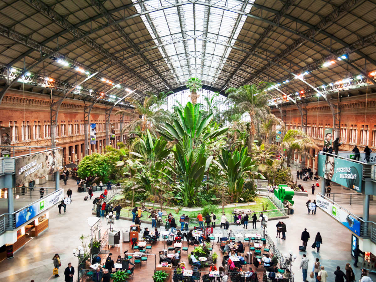 Overlooking view of the people inside the Atocha Train Station