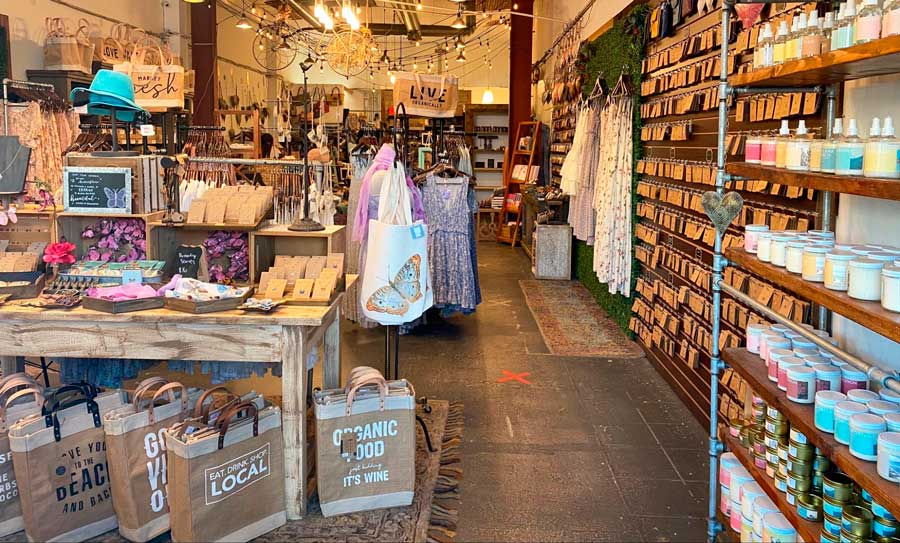 View from the inside of one of the boutique shop in Carlsbad