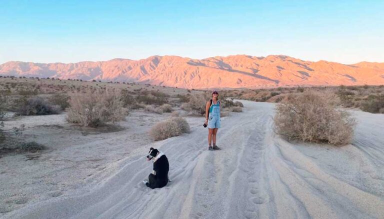 The author and her dog in Anza Borrego
