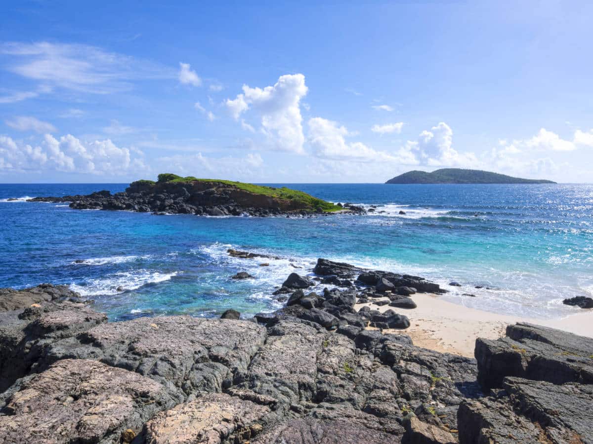 View at the rocky shoreline in Brava Beach