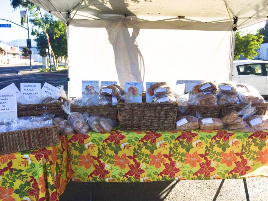 Loaves of bread at the bread booth in Redlands Market