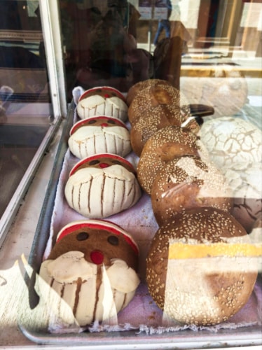 A stand with creative breads