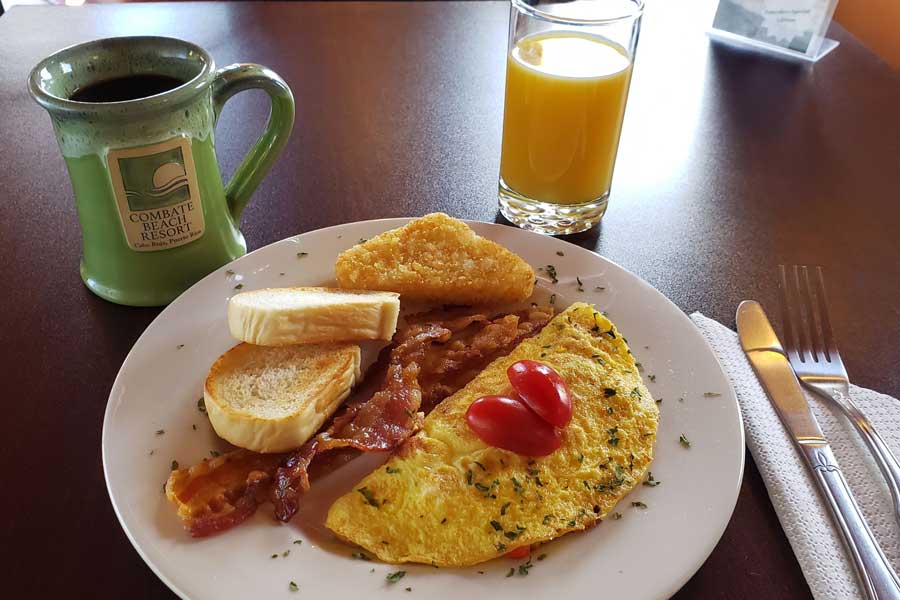 A breakfast meal served in Combate Beach Resort