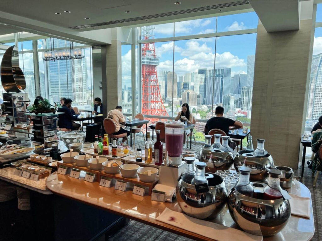 View from the Prince Park Tower Tokyo Hotel's breakfast buffet