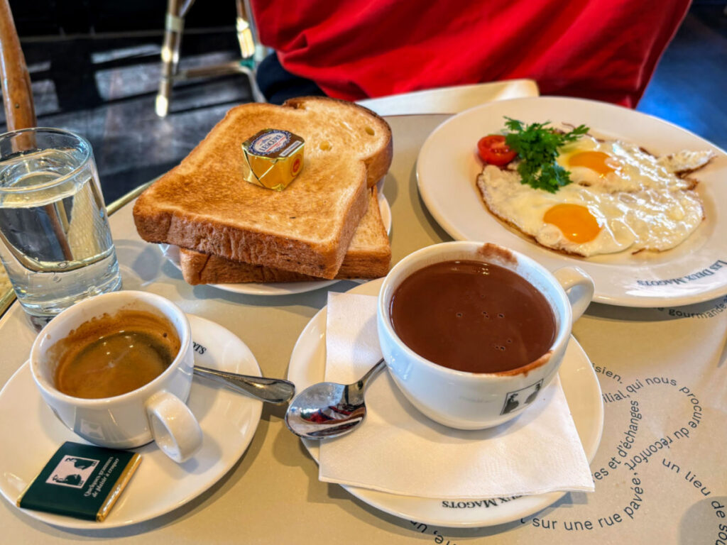 View of the Breakfast meal served at Les Deux Magots