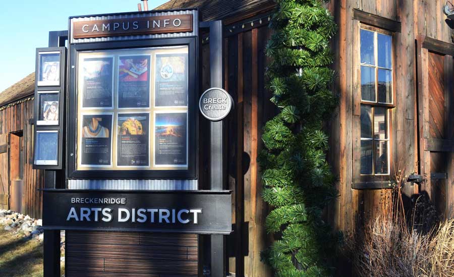 View of an information board in Breckenridge Arts District