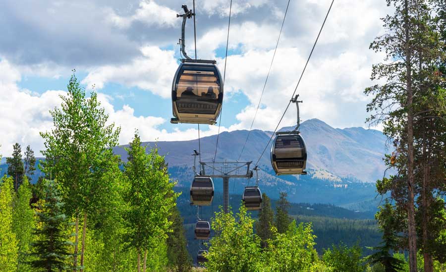View of gondolas in Breckenridge, Colorado