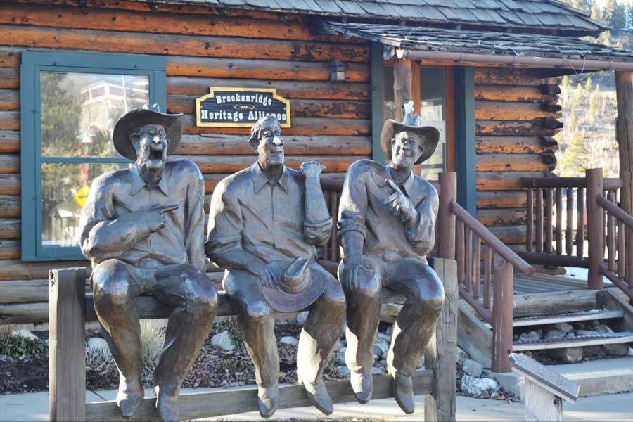 View of a sculpture in front of the Breckenridge Heritage Alliance