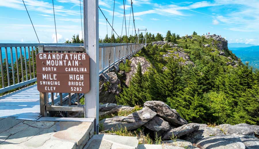 A suspension bridge in Grandfather Mountain