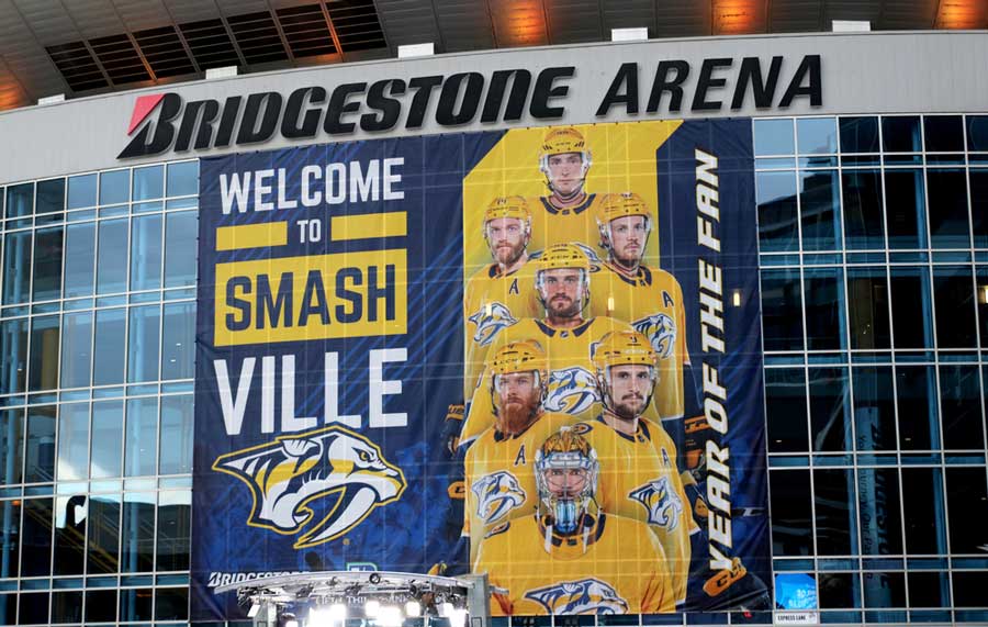 The Bridgestone Arena building from the outside