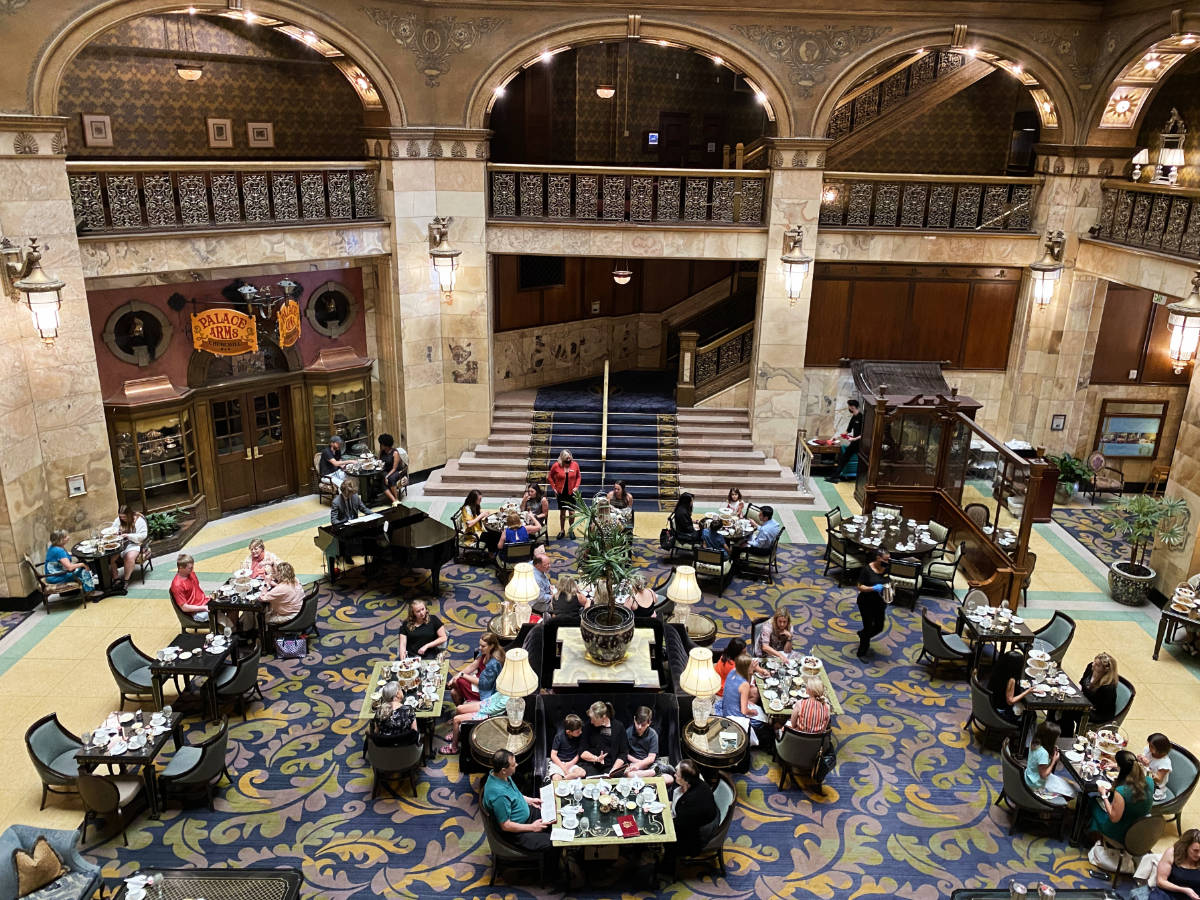 View of lobby of the Brown Palace Hotel