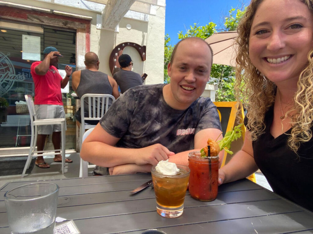 Author Jess and her friend enjoying brunch cocktails at Compass