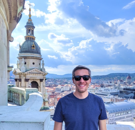 View of the author, Nate Hake, with the city of Budapest in the background