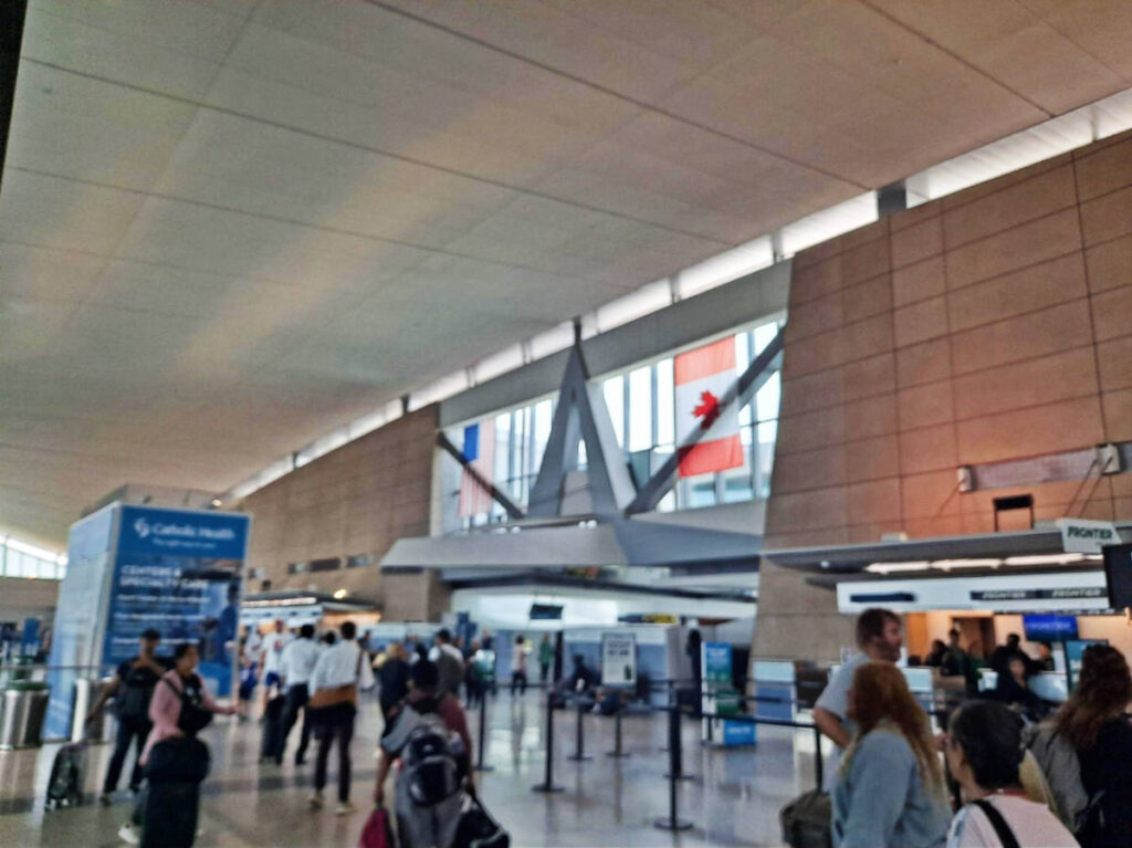 View of people inside the Buffalo Niagara International Airport