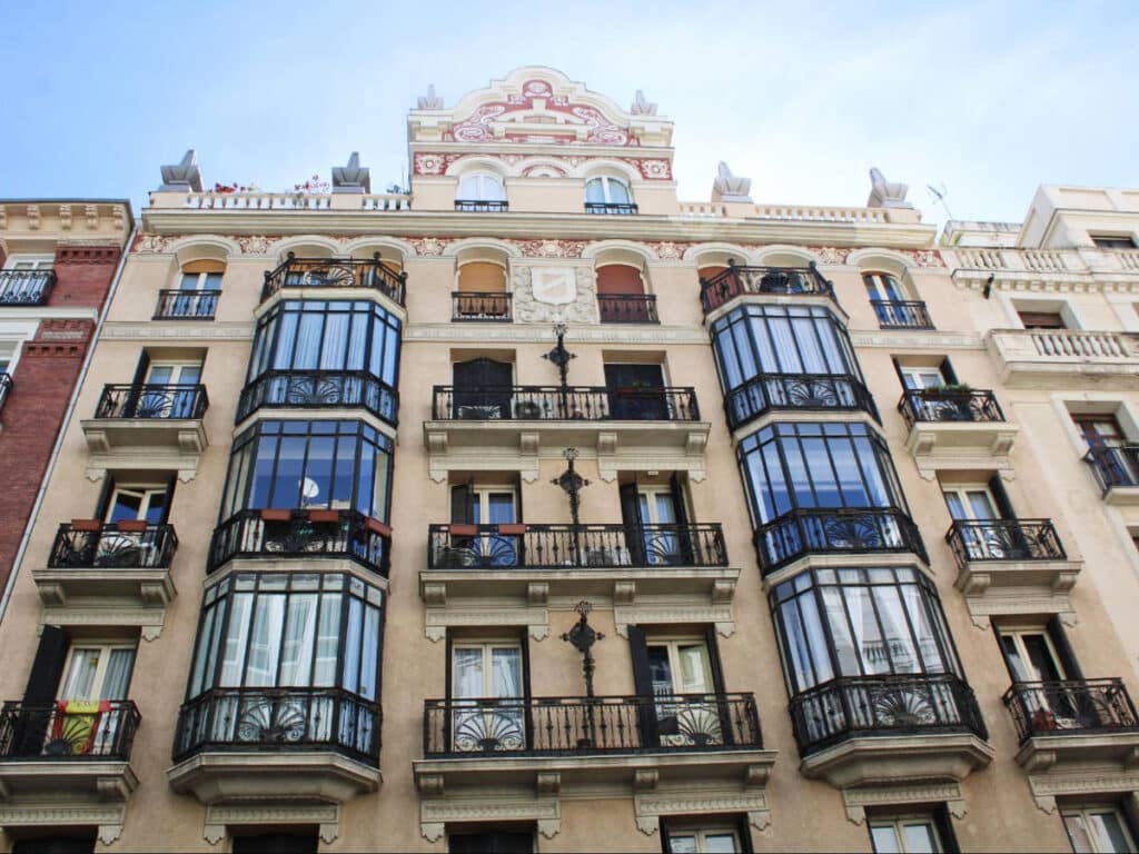 View of a building from the outside in Madrid city center