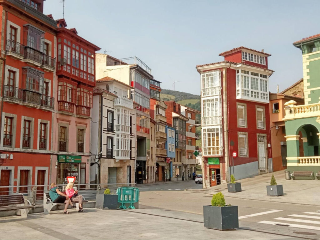 View of colorful buildings in Tineo