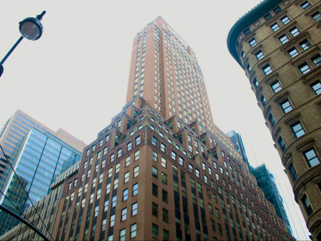 Perspective view of the tall buildings in Midtown Manhattan