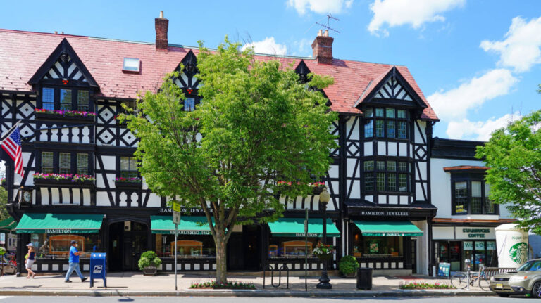 View of buildings on the Nassau Street in Princeton