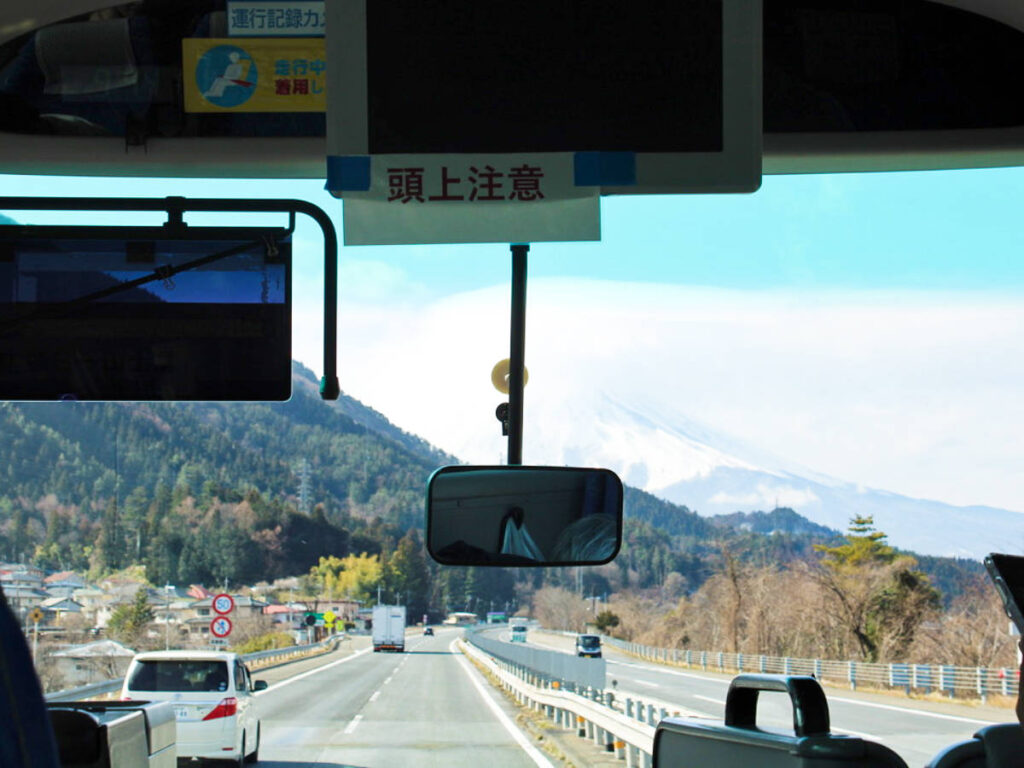 View of the Mount Fuji from the tour bus